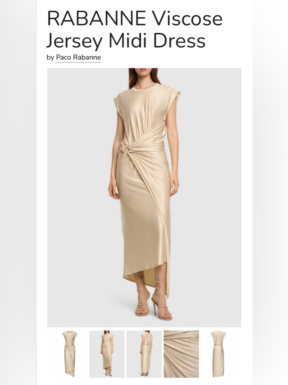 Paco Rabanne Beige Knot-Detail Viscose Jersey Midi Dress